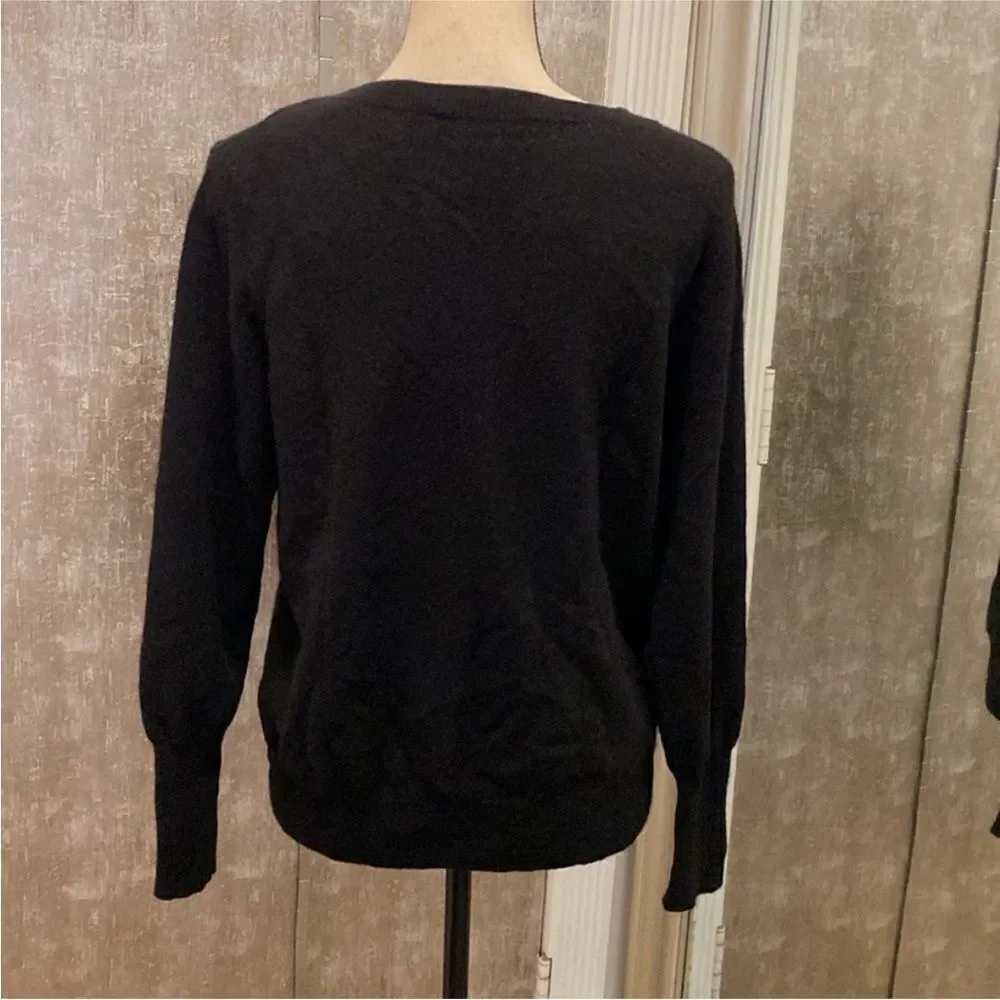 Magaschoni Elegant Black Sweater with Embellished Neckline, M